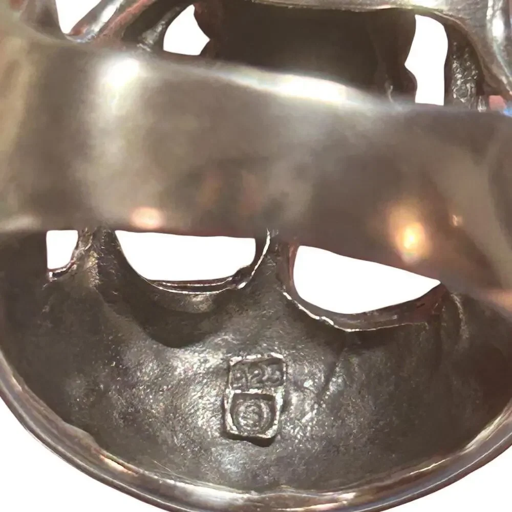 Vintage Sterling Silver Skull Statement Ring Size 10.5 Stamped 925, 1970s-80s
